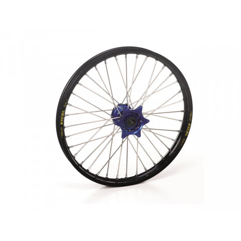 Roue avant complète HAAN WHEELS 17X3.50X36T jante noire/moyeu bleu