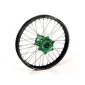 Roue arrière complète HAAN WHEELS A60 18x2.15x36T jante noire/moyeu vert Kawasaki KX450F (pour tranformation enduro) 