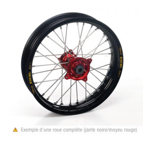 Roue arrière complète HAAN WHEELS 19X2.15 jante noir/moyeu rouge Honda CR250R