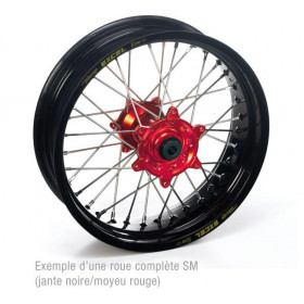 ROUE ARRIERE CR/CRF 95-10 17x4.25x36T, JANTE NOIRE MOYEU ROUGE
