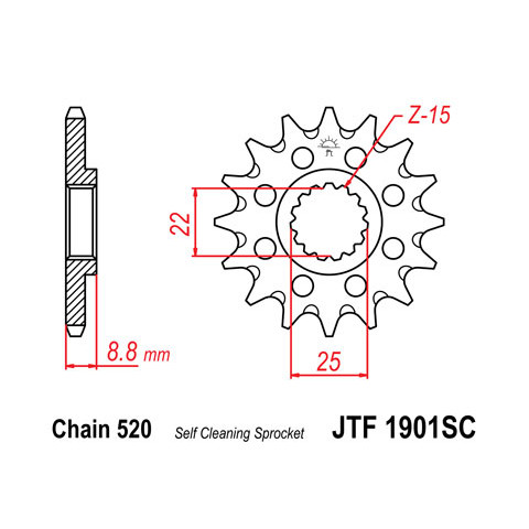 Pignon JT SPROCKETS 13 dents acier anti-boue pas 520 type 1901SC KTM EXC125