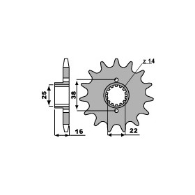 Pignon 14 dents PBR chaîne 525 Ducati 749