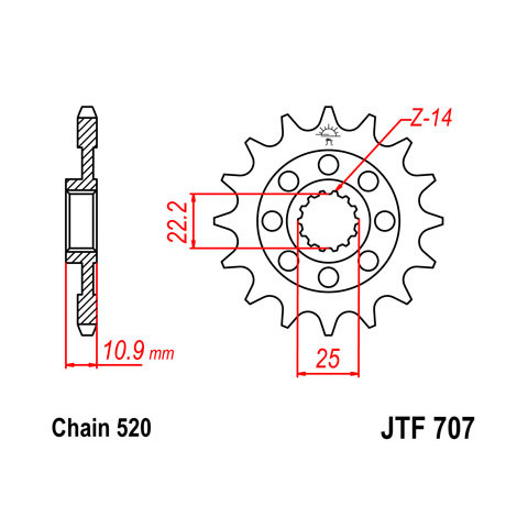 Pignon JT SPROCKETS 15 dents acier pas 520 type 707 Aprilia