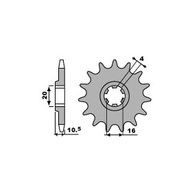Pignon 14 dents PBR chaîne 428 SUZUKI VL125