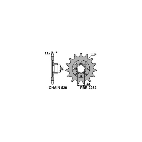 Pignon PBR 17 dents acier type 2252 pas 520 MV Agusta F3