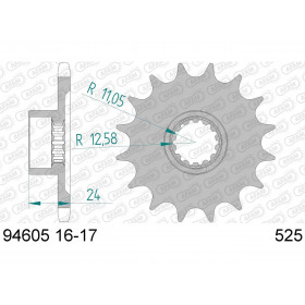 Pignon AFAM 17 dents type 94605 pas 525 acier MV Agusta 