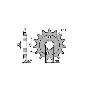 Pignon PBR 14 dents acier type 2276 pas 520