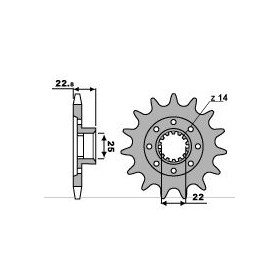 Pignon PBR 16 dents acier type 2252 MV Agusta F3