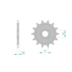Pignon AFAM 13 dents acier anti-boue type 24304 pas 520 Kawasaki KX-F 250
