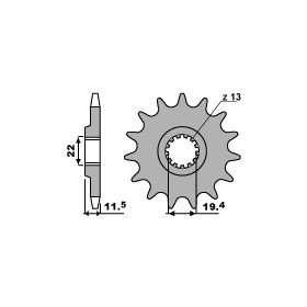 Pignon PBR 14 dents acier standard pas 428 type 4101