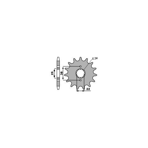 Pignon PBR 14 dents acier type 728 pas 530 
