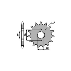 Pignon PBR 14 dents acier type 728 pas 530 