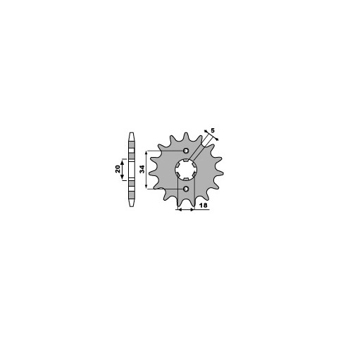 Pignon PBR 17 dents acier type 264 pas 428 