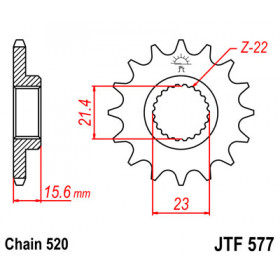 Pignon JT SPROCKETS 16 dents acier pas 520 type 577 Yamaha