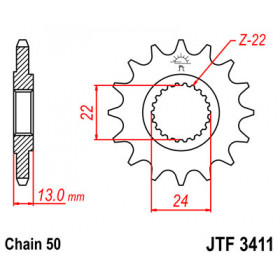 Pignon JT SPROCKETS 16 dents acier pas 520 type 3411 Can-Am/Bombardier