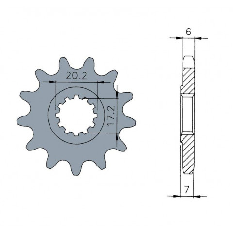Pignon standard B1 13 dents chaine 420 moteurs AM6