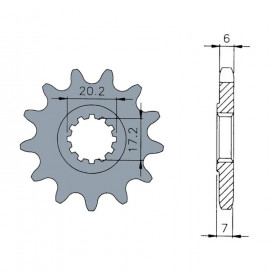 Pignon standard B1 13 dents chaine 420 moteurs AM6