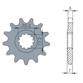 Pignon standard B1 12 dents chaine 420 moteurs AM6