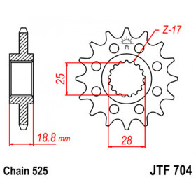 Pignon JT SPROCKETS 16 dents acier pas 525 type 704