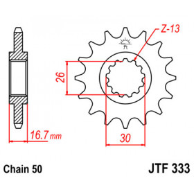 Pignon JT SPROCKETS 16 dents acier pas 630 type 333