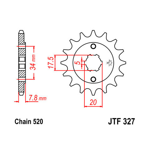 Pignon JT SPROCKETS 15 dents acier pas 520 type 327 Honda VT125 C Shadow