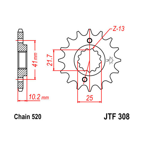 Pignon JT SPROCKETS 15 dents acier pas 520 type 308
