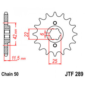 Pignon JT SPROCKETS 15 dents acier pas 530 type 289