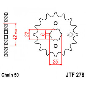 Pignon JT SPROCKETS 17 dents acier pas 520 type 278