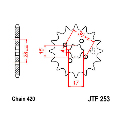 Pignon JT SPROCKETS 15 dents acier pas 420 type 253