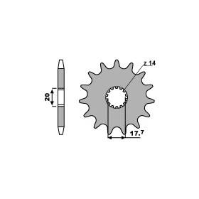 Pignon PBR 20 dents acier standard pas 428 type 577