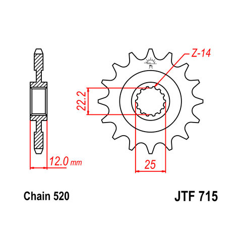 Pignon JT SPROCKETS 13 dents acier pas 520 type 715 Gas Gas