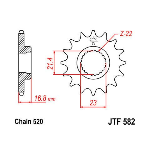 Pignon JT SPROCKETS 16 dents acier pas 520 type 582