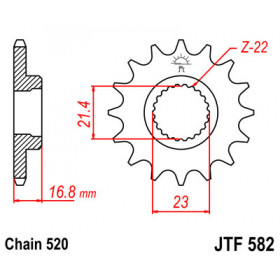 Pignon JT SPROCKETS 16 dents acier pas 520 type 582