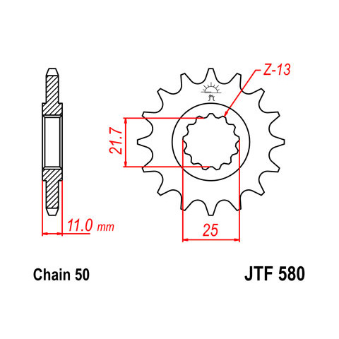 Pignon JT SPROCKETS 15 dents acier pas 530 type 580 Yamaha