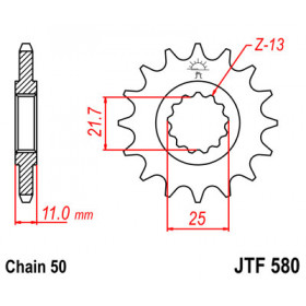 Pignon JT SPROCKETS 15 dents acier pas 530 type 580 Yamaha