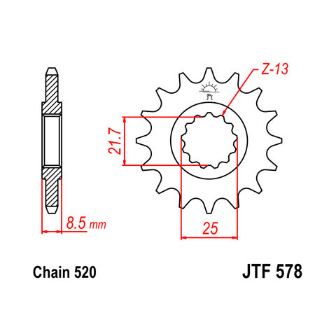 Pignon JT SPROCKETS 16 dents acier pas 520 type 578