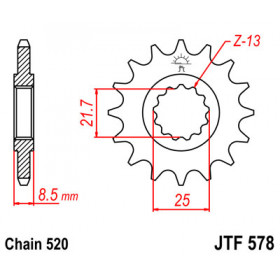 Pignon JT SPROCKETS 16 dents acier pas 520 type 578