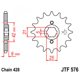 Pignon JT SPROCKETS 19 dents acier pas 520 type 576 Yamaha XT350