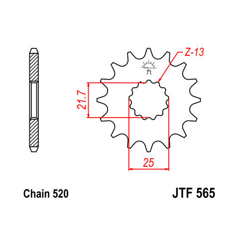 Pignon JT SPROCKETS 16 dents acier pas 520 type 565