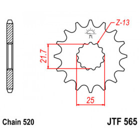 Pignon JT SPROCKETS 16 dents acier pas 520 type 565