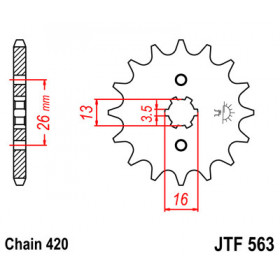 Pignon JT SPROCKETS 13 dents acier pas 420 type 563 Suzuki JR50