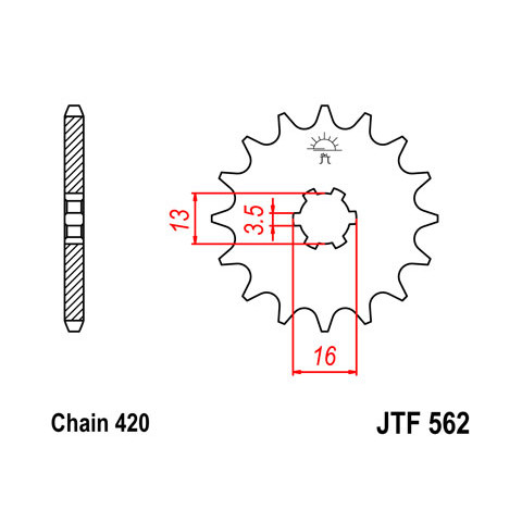 Pignon JT SPROCKETS 9 dents acier pas 420 type 562