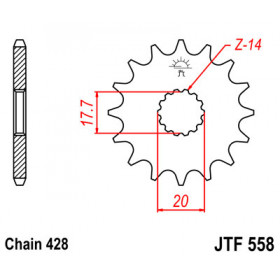 Pignon JT SPROCKETS 16 dents acier pas 428 type 558