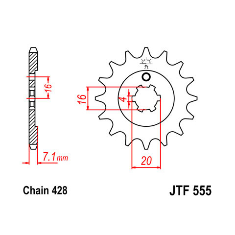 Pignon JT SPROCKETS 14 dents acier pas 428 type 555 Kawasaki