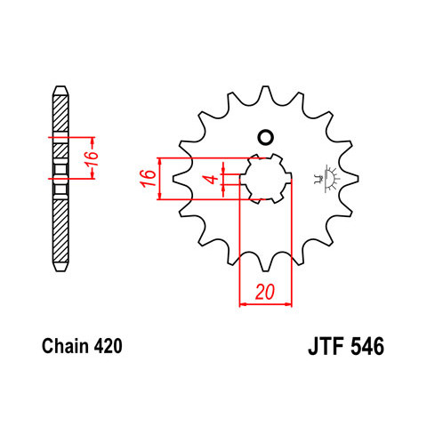 Pignon JT SPROCKETS 15 dents acier pas 420 type 546 Yamaha PW80
