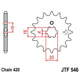 Pignon JT SPROCKETS 15 dents acier pas 420 type 546 Yamaha PW80