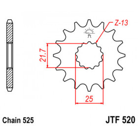 Pignon JT SPROCKETS 17 dents acier pas 525 type 520