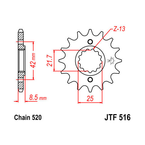 Pignon JT SPROCKETS 14 dents acier pas 520 type 519