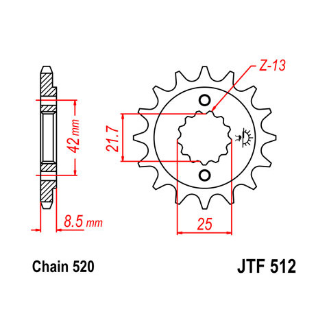 Pignon JT SPROCKETS 16 dents acier pas 520 type 512