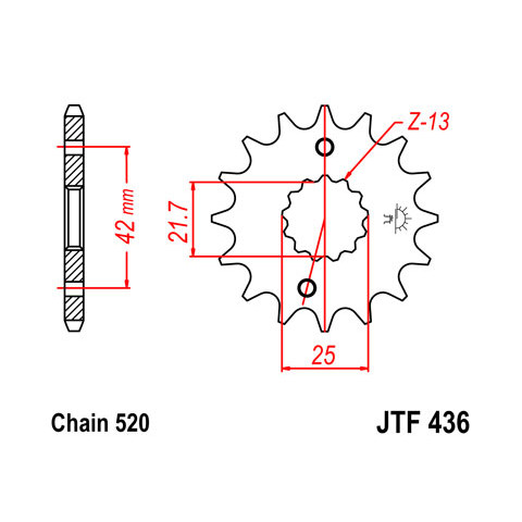 Pignon JT SPROCKETS 14 dents acier pas 520 type 436